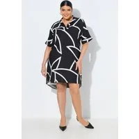 Ulla Popken Jerseykleid Kleid asymmetrisch Stehkragen V-Ausschnitt Halbarm