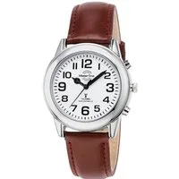 MASTER TIME Funkuhr Sprechende Funkuhr MTGA-10806-12L, Armbanduhr, Quarzuhr, Herrenuhr, Lederarmband