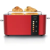 Arendo Toaster Edelstahl, Langschlitz, Touch Display, Restzeit & Bräunungsgradanzeige, 1 langer Schlitz, für 2 Scheiben, 1000 W, Brötchenaufsatz, Wärmeisoliert, Toast-Symbole für Bräunungsgradauswahl