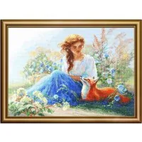 AINE Kreativset Kreuzstich Stickpackung "Mutter Natur", Zählmuster, 40x30cm, (embroidery kit by Marussia)