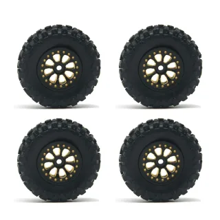 4PCS Upgraded Tires Brass Wheel Rims 0.7''with Sponge for Axial SCX30 1/30 RC Car Vehicles Models Spare Parts