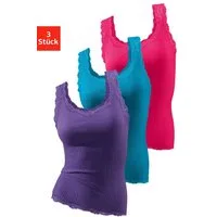 H.I.S Spitzentop aus Feinripp (3er-Pack) Sommertops aus luftiger Baumwoll-Qualität
