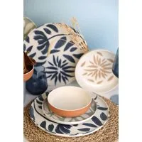 Kütahya Porselen Tafelservice Moderna 24-tlg. Tafelservice 6 Personen Porzellan Blau Beige Floral (24-tlg), 6 Personen