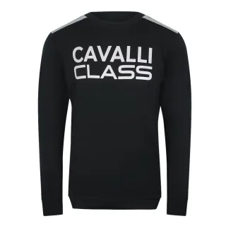 Cavalli Class - Schwarzes Sweatshirt Mit Schulterverstärkung