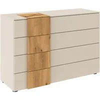 rauch Schubkastenkommode Sideboard Kommode Schubladenkommode KONA (Breite 120 cm, Höhe 81 cm), Absetzung Asteiche massiv, inkl. SOFT-CLOSE-FUNKTION MADE IN GERMANY
