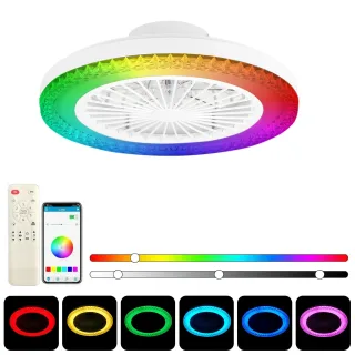 Elfeland Smart RGB LED Ceiling Fan Light 3 Color Temperatures 2H Timer 6 Wind Speeds Quiet Operation APP & Remote Contro