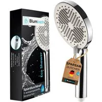 Blumbach Handbrause - Duschkopf Eco Shower, (3 Strahlarten, sehr wassersparend - Wasserverbrauch nur 6 - 9 Liter/min), mit Antikalk Noppen - leicht zu Montieren ohne Werkzeug