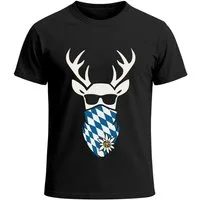 MoonWorks Print-Shirt Herren T-Shirt für das Oktoberfest Bayern Hirsch mit Sonnenbrille mit Print