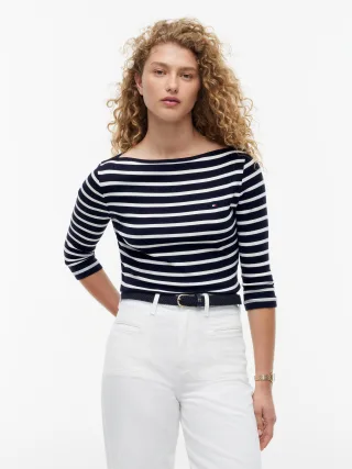 NEW CODY SLIM BOAT-NK 3/4SLV Nos Breton Desert Sky/Ecru - Gr. - S