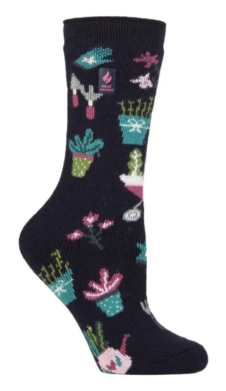 Womens Fun Hobby Socken | Heat Holders Lite | Novelty Winter Fleece gefüttert Thermosocken - Green Fingers