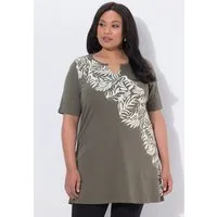 Ulla Popken Longshirt Longshirt A-Linie Tunika-Ausschnitt Halbarm