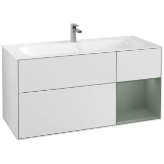 Villeroy und Boch Finion Waschtischunterschrank F070GMMT 119,6x59,1cm, Regal rechts Olive Matt Lacquer, White matt lacquer