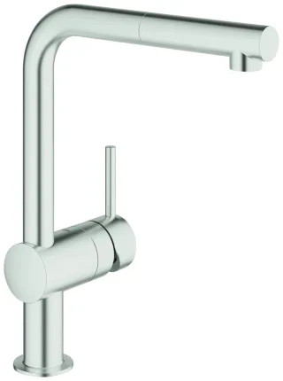 GROHE Einhand-SPT-Batterie Minta 32168 DN15 herausz.Mousseurauslauf Supersteel 32168DC0