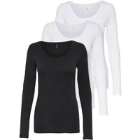 ONLY Langarmshirt Live Love NEW Longsleeve (3-tlg., 3er Pack) Figur betont, elastische Baumwollqualität