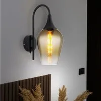 GLOBO LIGHTING Wandleuchte, Leuchtmittel nicht inklusive, Wandlampe Wandleuchte Flurlampe Glas gold Wohnzimmerlampe schwarz H 36