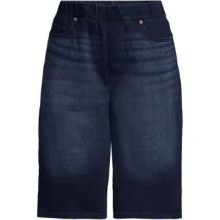 Starfish Knit Denim Bermuda-Shorts 30 cm in Plus-Größe, Damen, size: plus, Blau, Baumwoll-Mischung/Polyester-Mischung, by Lands' End