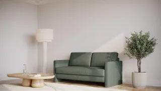 BRUNO Schlafsofa 160cm in Forest Green Grün | Schmal | stabiles Massivholz & Boxspringkomfort