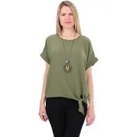 malito more than fashion Blusenshirt malito Damen Blusenshirt 10508 mit Bindeknoten und Kette Einheitsgröße