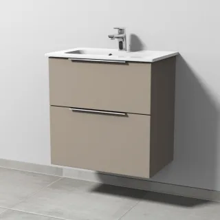 Sanipa 3way Waschtischunterbau zu Duravit ME by Starck Waschtisch mit 2 Auszügen, Sandgrau-Matt UF72267