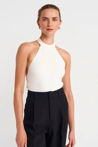 Rippennacken-Slim-Fit-Bluse