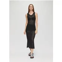 QS Midikleid Kleid Transparentes Feinstrick-Kleid mit Ajourmuster