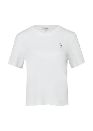 s.Oliver Red Label - Basic T-Shirt mit kleiner Stickerei auf der Brust weiß - Gr. - 46