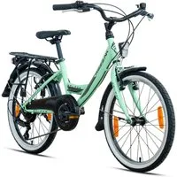 Rezzak Kinderfahrrad 20 Zoll Kinderfahrrad Mädchenfahrrad 7 Gang Shimano Mint -083, 7 Gang Shimano, Kettenschaltung, Reflektoren Klingel Lichter ab 7 Jahre Rahmenhöhe 31 cm