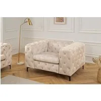 riess-ambiente Chesterfield-Sessel MODERN BAROCK 120cm champagner beige · Samt-Sessel mit Federkern (Einzelartikel, 1-St), Chesterfield · Ziersteppung · Rundum-Bezug · Lesesessel · Metallfüße