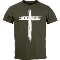 Neverless Print-Shirt Herren T-Shirt Printshirt Aufdruck Kreuz Cross Faith Glaube mit Print