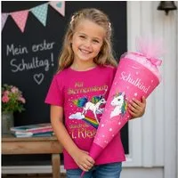 T-Shirt Total T-Shirt Rosa Einhorn T-Shirt Sternenstaub für den Schulanfang