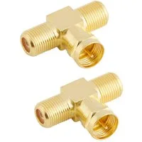 Poppstar SAT-Verteiler TV Coax Adapter T-Stück (2x F-Buchse auf 1x F-Stecker) (2-St), F-Adapter Antennenkabel Adapter Splitter für Koaxialkabel