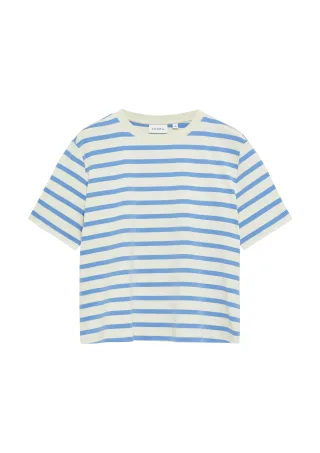 comma - T-Shirt blau|creme - Gr. - 44
