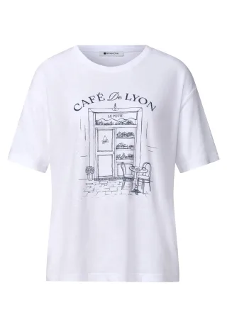 Street One - T-Shirt mit Rundhals und Frontprint white - Gr. - 42