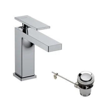 hansgrohe Tecturis E Waschtischarmatur 73010000 Ausladung 144mm, mit Zugstangen-Ablaufgarnitur, chrom