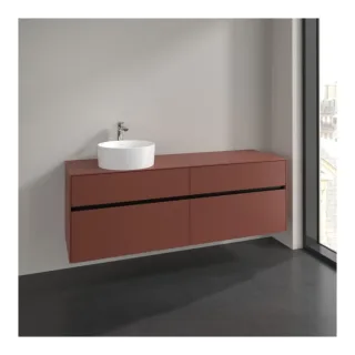 Villeroy und Boch Collaro Waschtischunterschrank C050B0AH 160x54,8x50cm, Waschtisch links, LED-Beleuchtung 12W, wine red