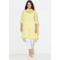 Ulla Popken Longbluse Longbluse Ramie Hemdkragen 3/4-Arm