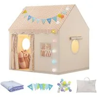 SEHAUSEU Spielzelt Kinderzelt Spielhaus mit Bodenmatte, Lichterkette und Wimpelkette