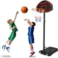 FIVMEN Basketballkorb Basketball Hoop Basketballständer mit Rollen Verstellbare 160-210 cm, für Kinder und Erwachsene, Inkl. Basketball, Schwarz