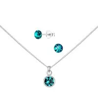 ALEXANDER YORK Schmuckset Kette mit Anhänger, Ohrstecker, SOLITÄR blue zircon, 4-tlg.