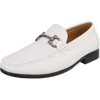 Coolwalk Herren Slipper Mocassin mit Schnalle für Alltag Slipper (91563794) Blockabsatz Slipper in Weiß