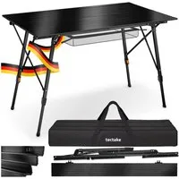 tectake Campingtisch Aluminium Klapptisch - faltbar, wetterfest, 120 x 70,5 x 58 – 79 cm (Outdoor Beistelltisch Bastian, 1-St., 1 tlg), Praktischer Campingtisch mit smarter Faltfunktion