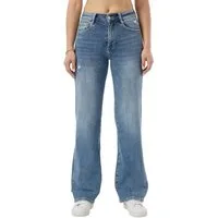 Ital-Design Weite Jeans Damen Wide-Leg Jeans High Waist mit Steppnähten (91767233) Destroyed-Look Stretch Relaxed Fit Jeans in Blau
