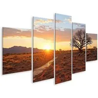 islandburner Leinwandbild Sonnenuntergang Über Afrikanischer Savanne Ruhige Landschaft Bilder