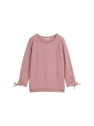 Denim Tom Tailor - Slim Fit Sweatshirt mit Raffärmeln antique rose - Gr. - XL