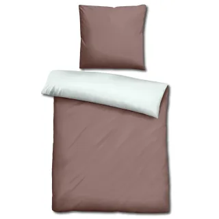 Sleezzz® Renforcé Wendebettwäsche hellbraun/weiß 135 x 200 + 80 x 80 cm