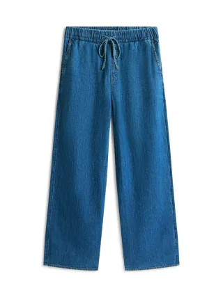 Tommy Jeans - Weit geschnittene Chambray-Hose im Loose Fit von Tommy Hilfiger blau - Gr. - S
