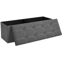SONGMICS Sitzbank Sitztruhe, Sitzhocker, faltbar, für Schlafzimmer, Flur, Wohnzimmer, mit Stauraum, 110 x 38 x 38 cm, Bezug aus Leinenimitat, dunkelgrau