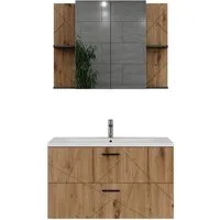 Vicco Badmöbel-Set Irma, Anthrazit/Goldkraft Eiche, 3 Teile, (3-St., 3er Set)