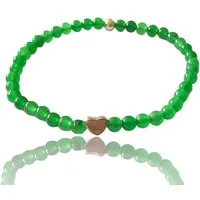 Steinfixx® Perlenarmband Jade grün Perlenarmband mit 925 Silberperle und silbernem Herz (elastisch und wasserfest, 1-tlg., incl. Geschenkbox), AAA-Qualität