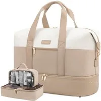 LuxusKollektion Weekender Reisetasche Damen Weekender Handgepäck Update-beige+khaki 45x36x20cm